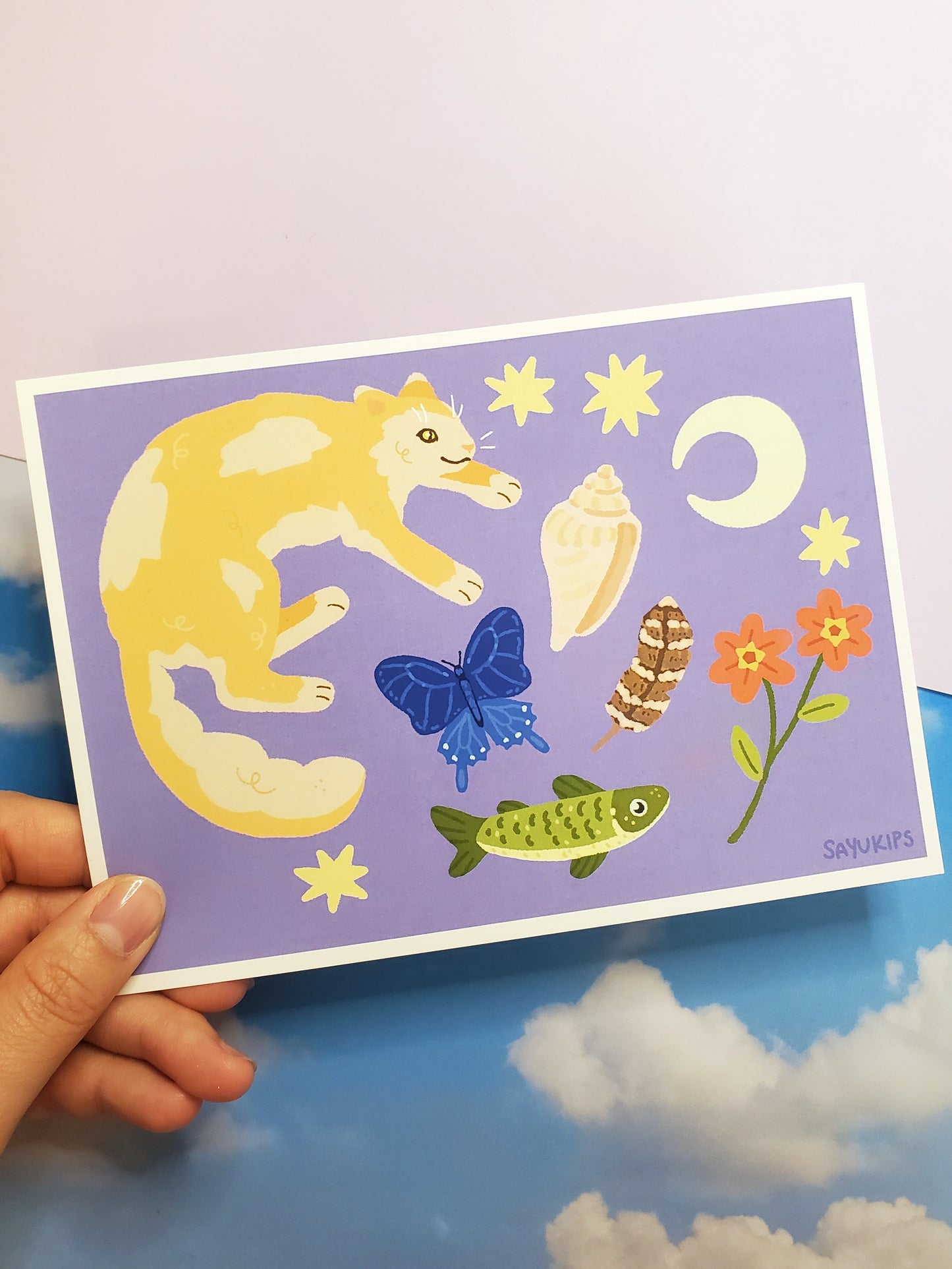 Wonders of Nature and Cats Purple | Art Print