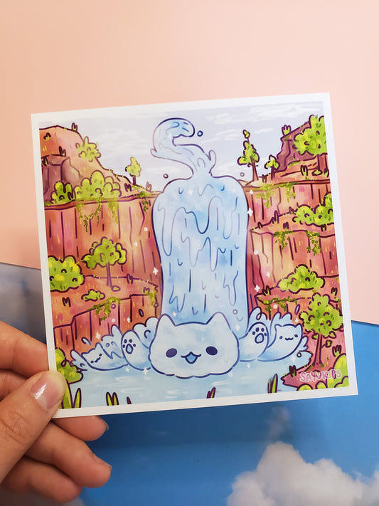 Waterfall Cat | Art Print