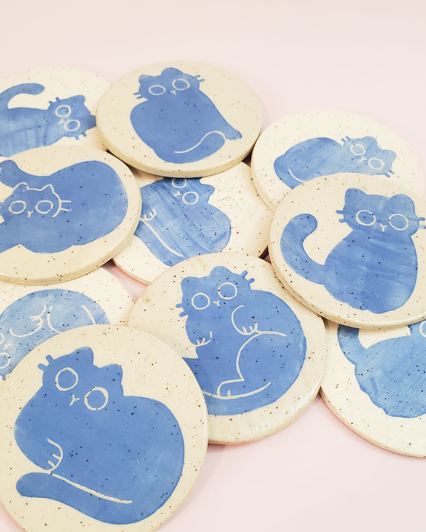 Blue Cat Ceramic Coasters