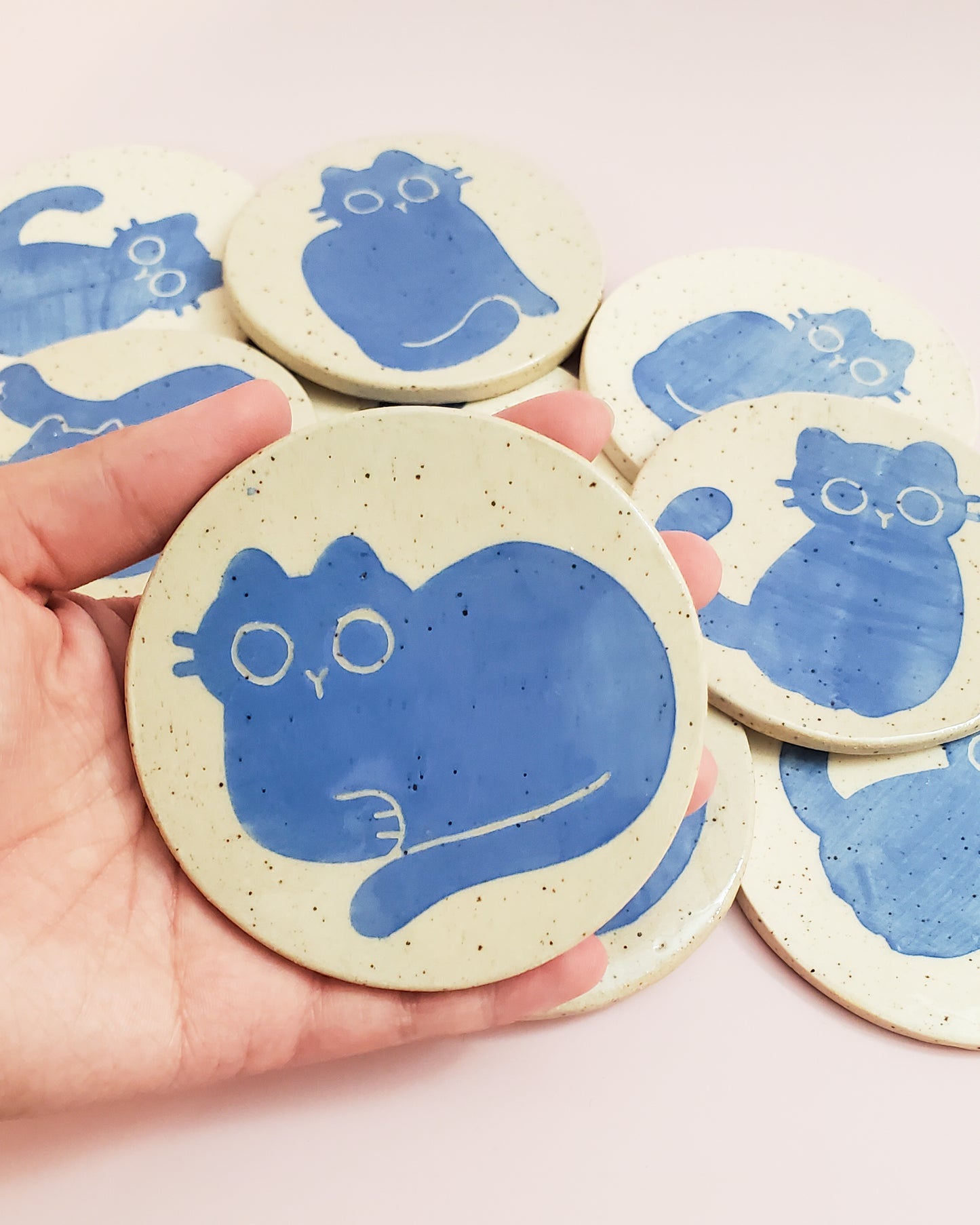Blue Cat Ceramic Coasters