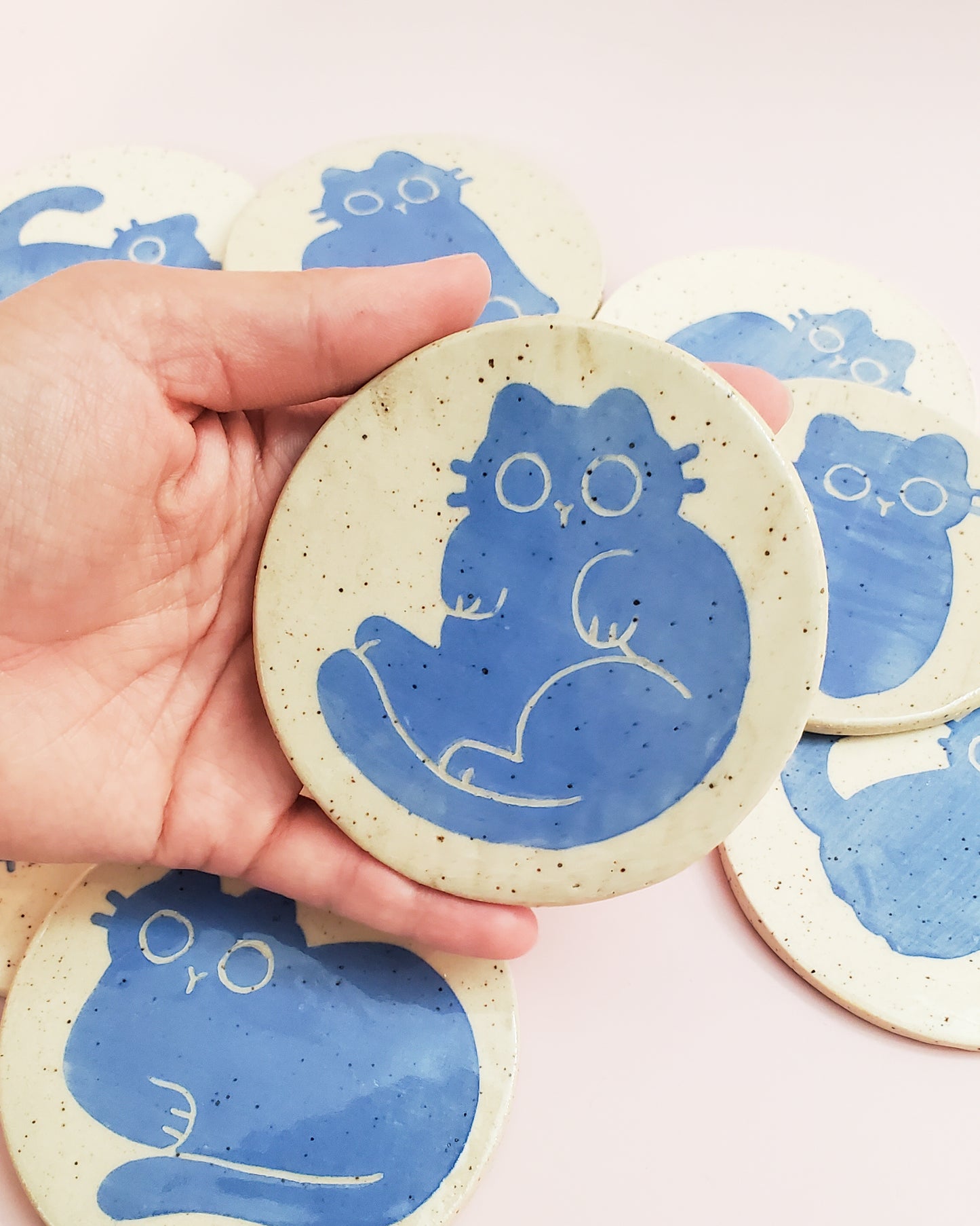 Blue Cat Ceramic Coasters