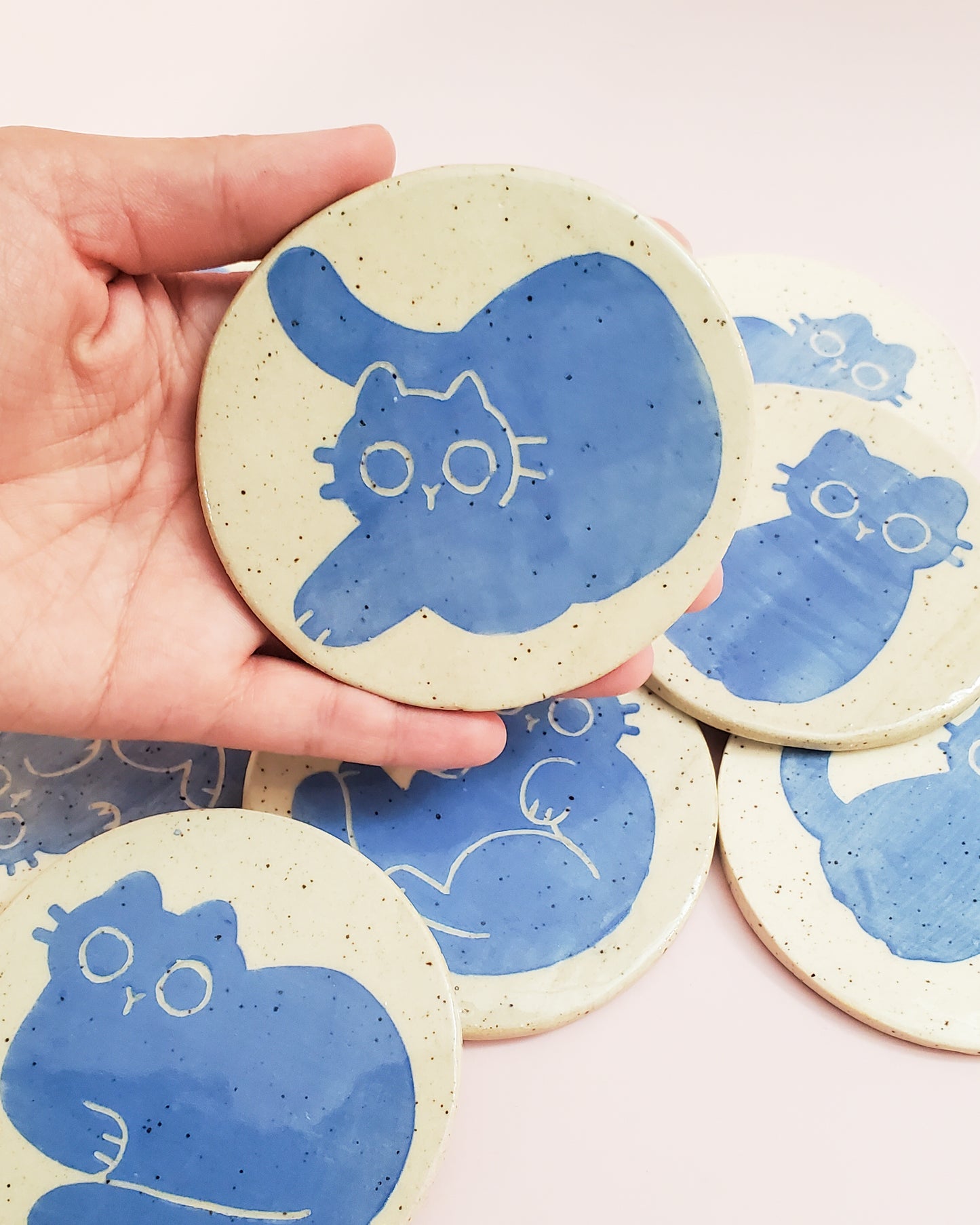 Blue Cat Ceramic Coasters