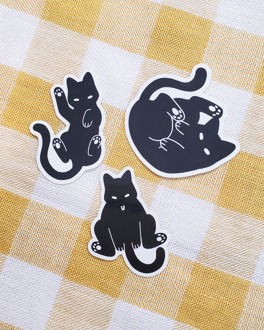 Silly Black Cats Vinyl Stickers