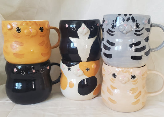Sculpted Kitty Mugs