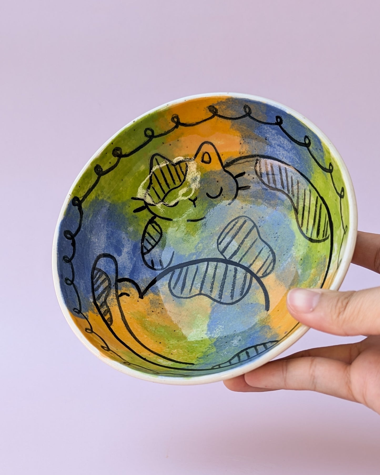 Dreamy Kitty Shallow Bowl no. 3