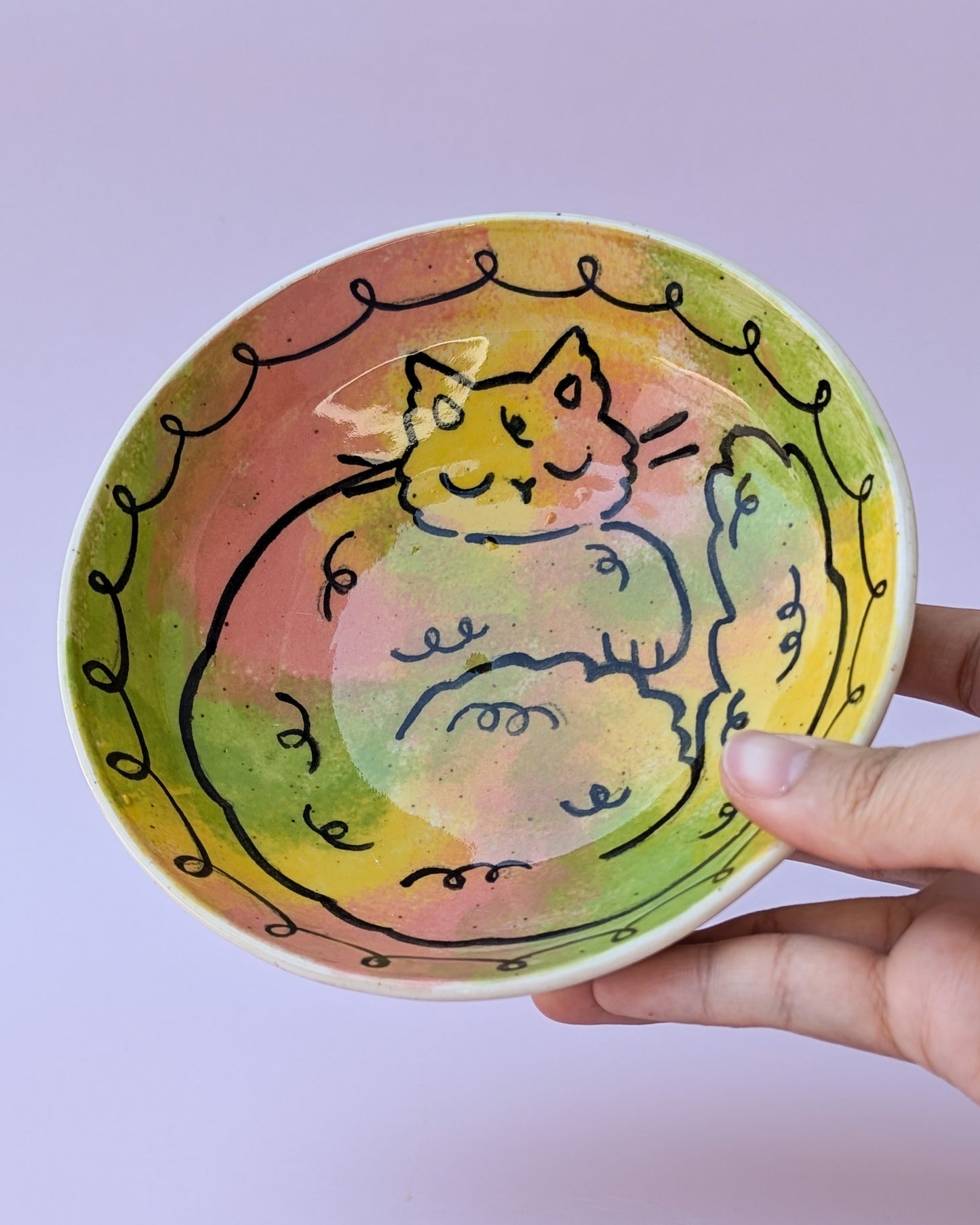 Dreamy Kitty Shallow Bowl no. 2