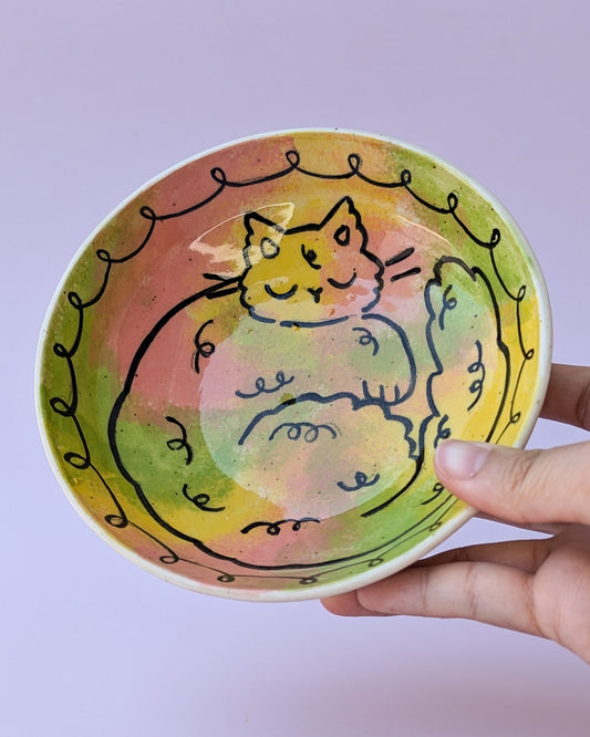 Dreamy Kitty Shallow Bowl no. 2