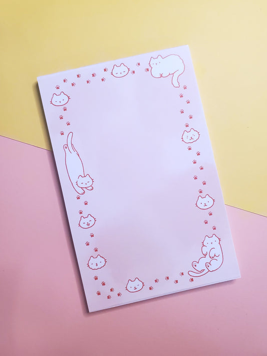 Cute Pink Cats Border Notepad