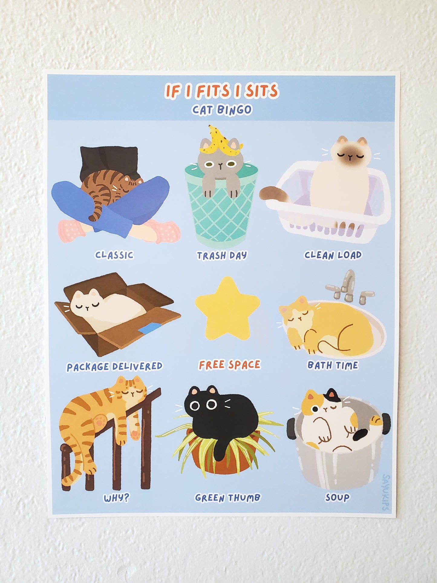 If I Fits I Sits Cat Bingo | Art Print