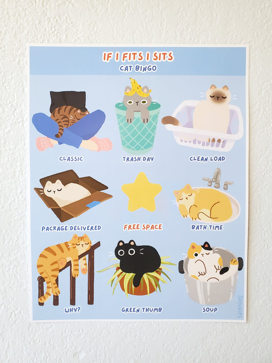 If I Fits I Sits Cat Bingo | Art Print