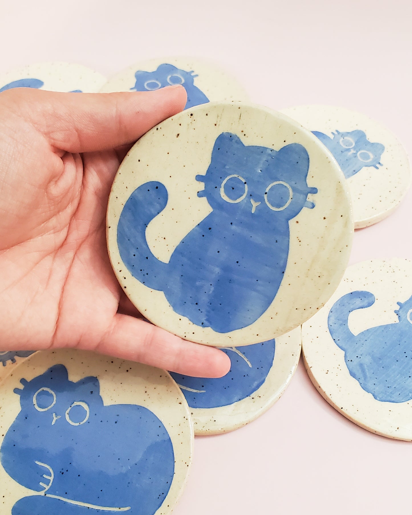 Blue Cat Ceramic Coasters
