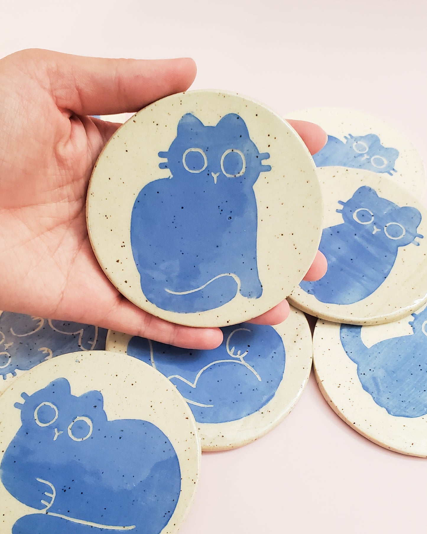 Blue Cat Ceramic Coasters