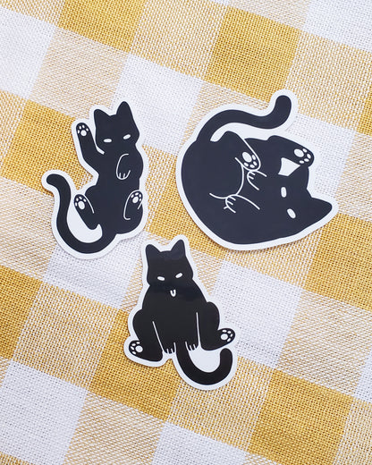 Silly Black Cats Vinyl Stickers