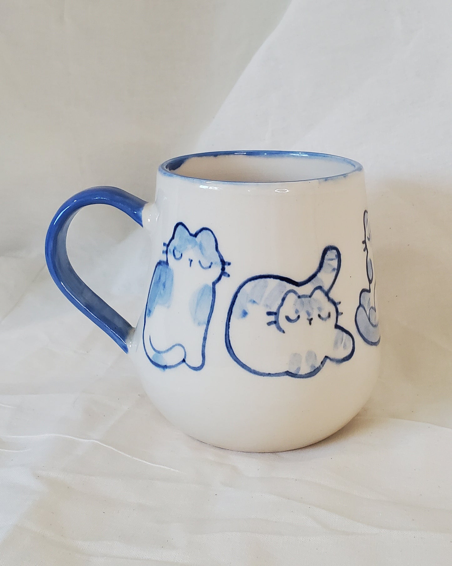 Blue Watercolor Cats Mug