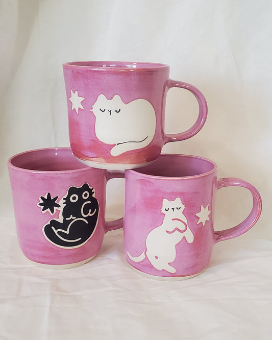 Raspberry Monochrome Mugs
