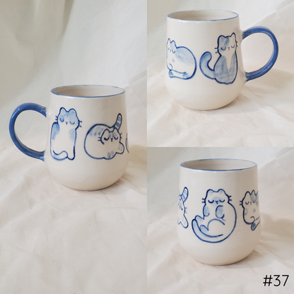 Blue Watercolor Cats Mug