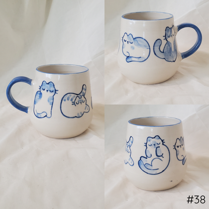 Blue Watercolor Cats Mug