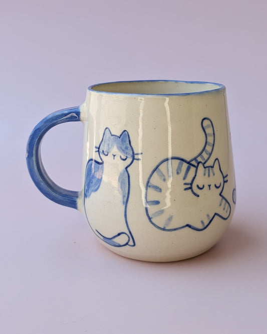 Blue Watercolor Cats Mug no. 22