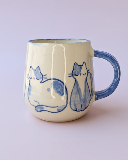 Blue Watercolor Cats Mug no. 22