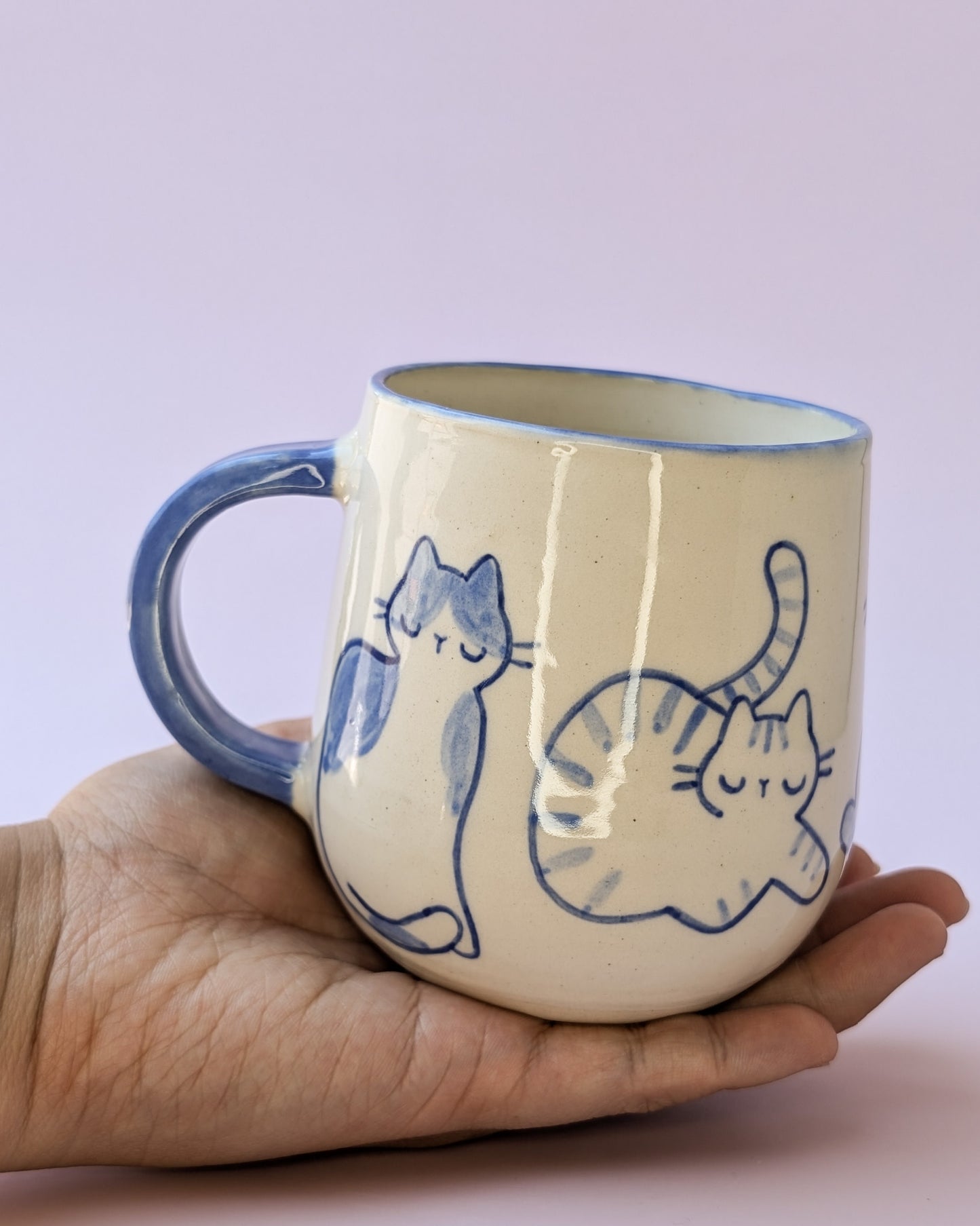 Blue Watercolor Cats Mug no. 22