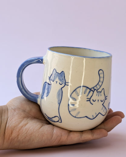 Blue Watercolor Cats Mug no. 22