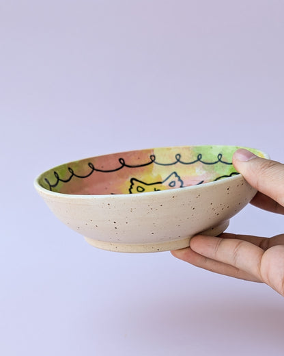 Dreamy Kitty Shallow Bowl no. 2