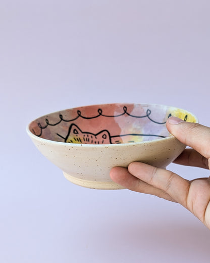 Dreamy Kitty Shallow Bowl no. 1
