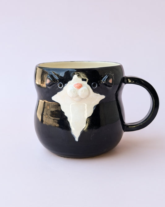 Tuxedo Cat Sculpted Mug no. 2