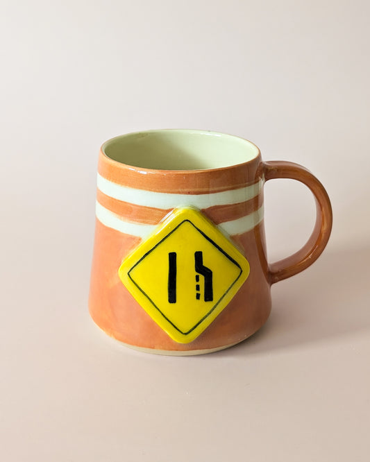 Lane Ends, Merge Left Traffic Cone Mug no. 1