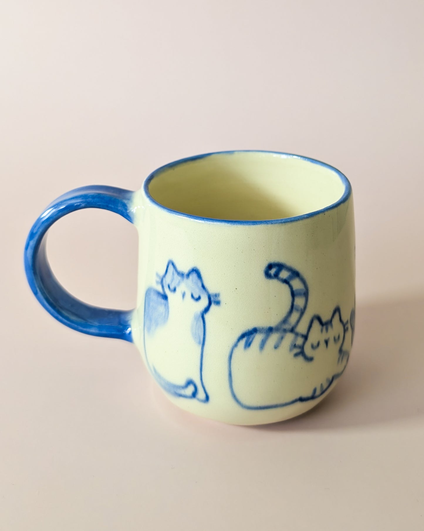 [REDUCED] Blue Watercolor Cats Mug no. 28