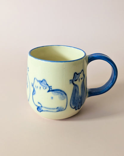 [REDUCED] Blue Watercolor Cats Mug no. 28