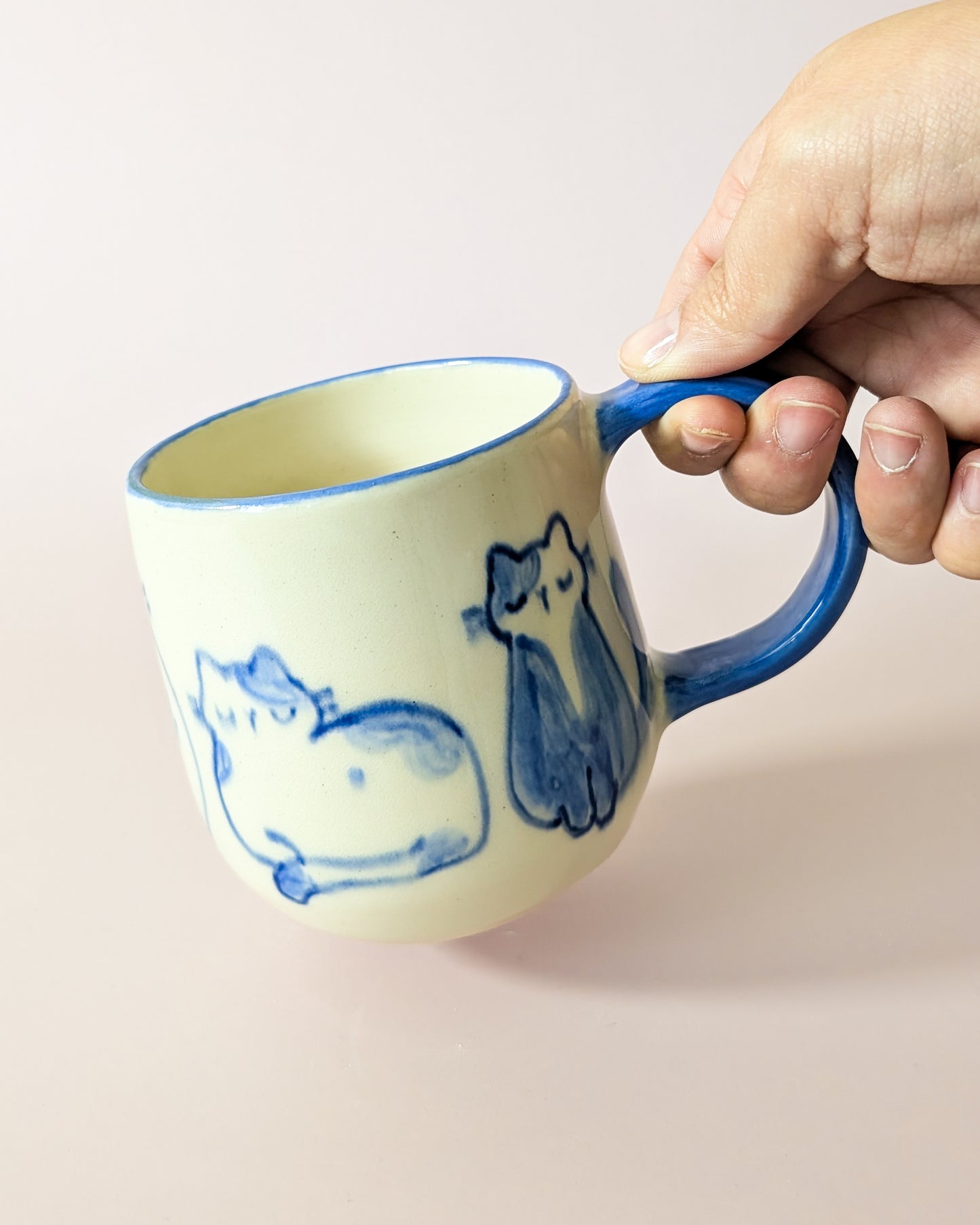 [REDUCED] Blue Watercolor Cats Mug no. 28
