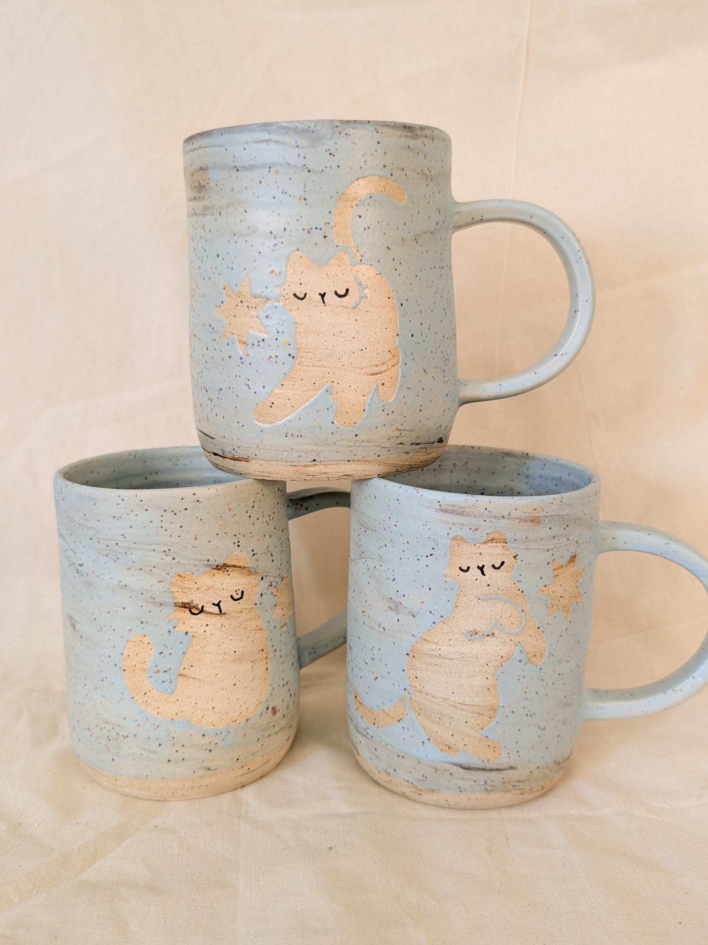 Baby Blue Confetti Monochrome Mugs