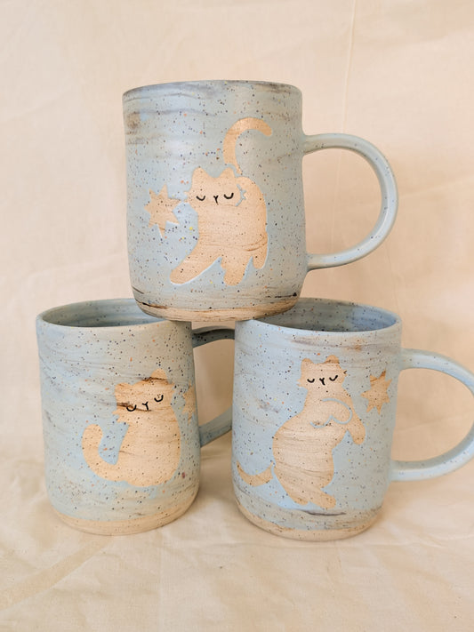 Baby Blue Confetti Monochrome Mugs