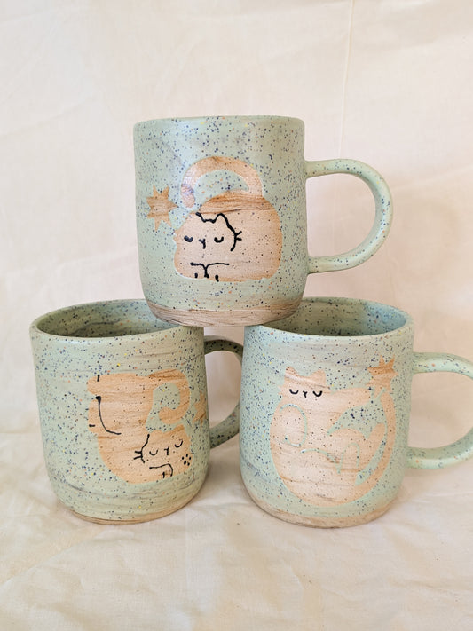 Mint Confetti Monochrome Mugs