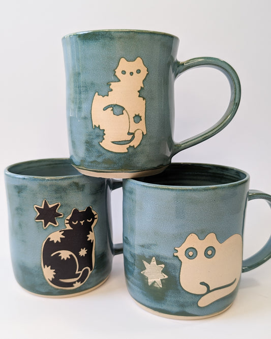 Denim Blue Monochrome Mugs